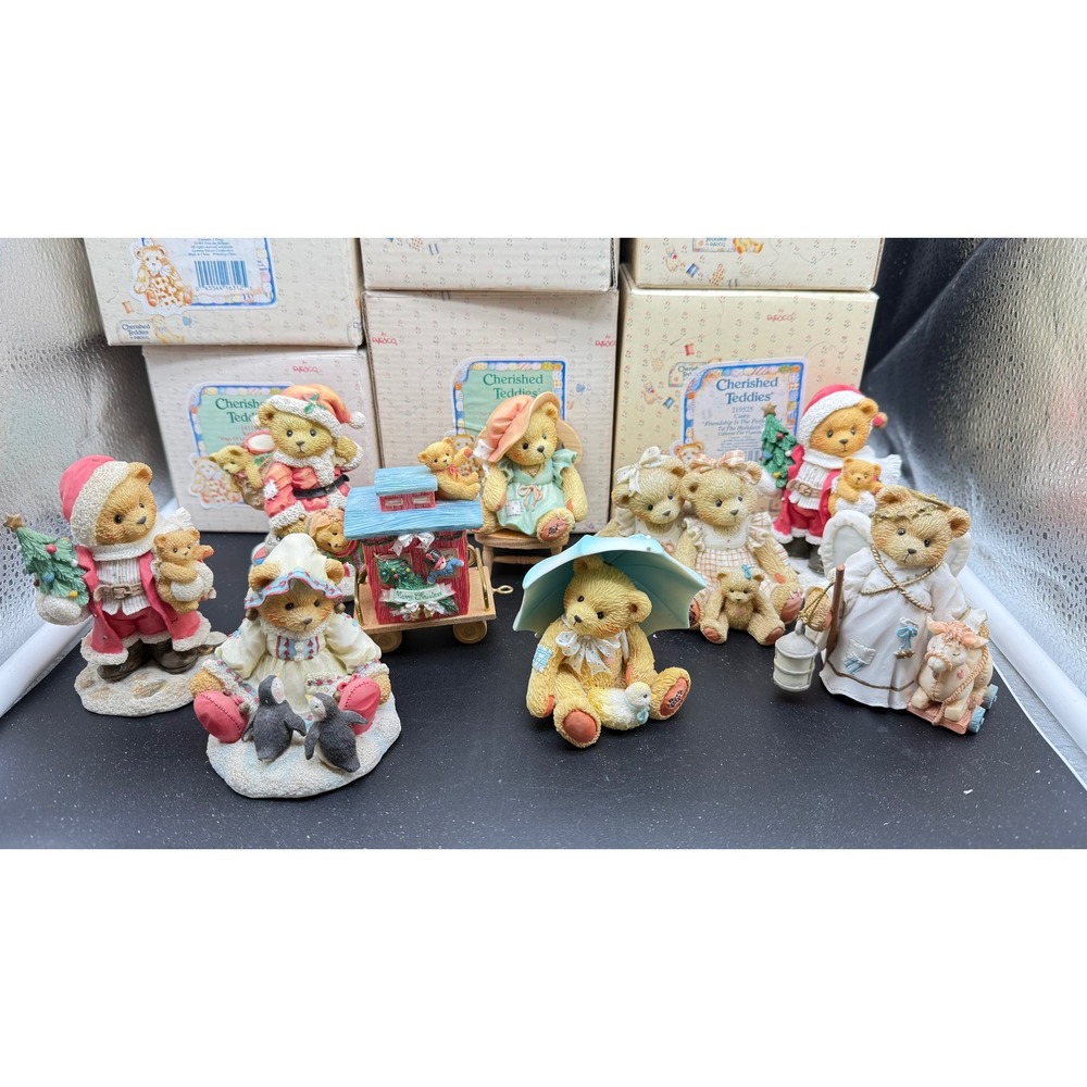 Enesco Cherished Teddies Lot Christmas Holiday Figurines Priscilla Hillman Bear